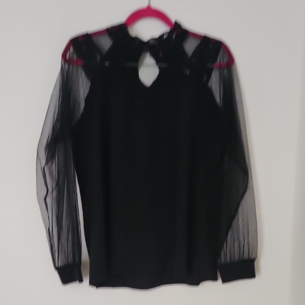 Elegant Black Sheer Sleeve Top